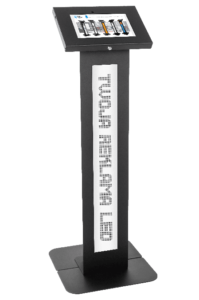 Czarny stojak na tablet Tabkiosk stand z panelem LED